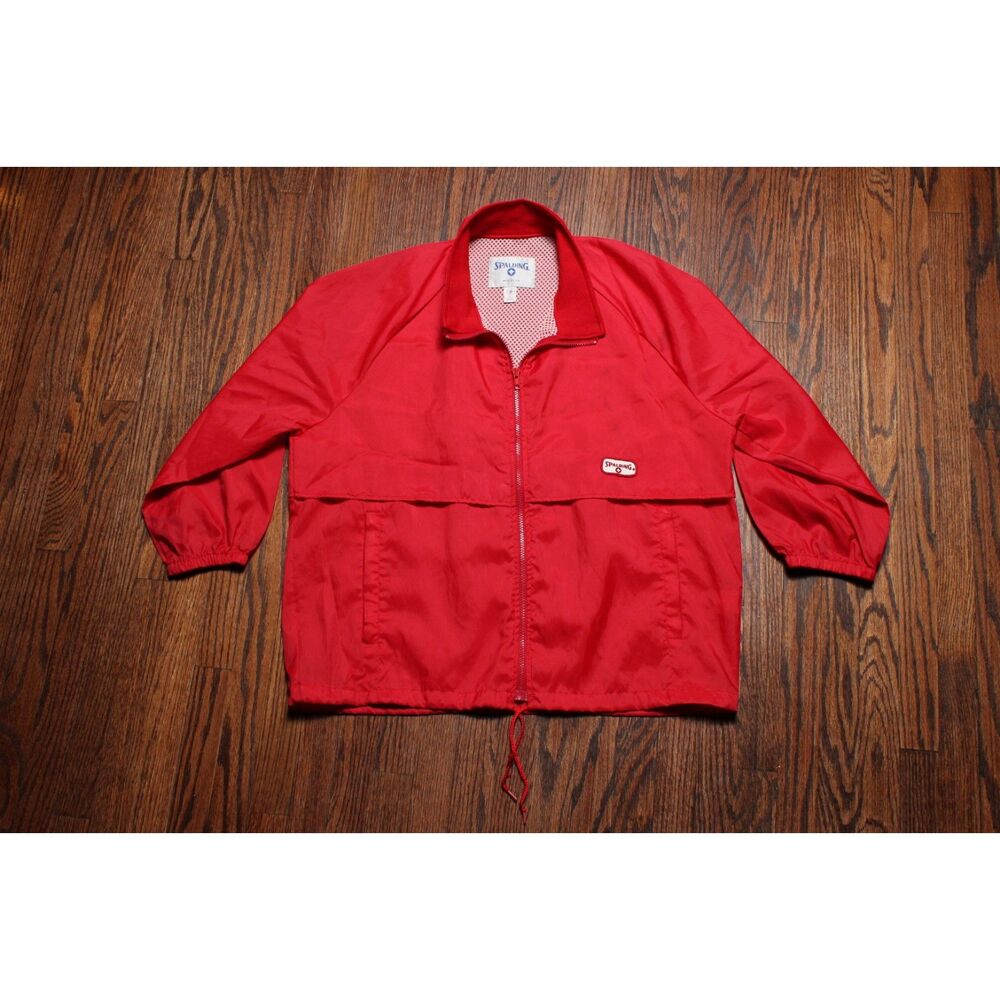 Vintage 90s USA-Made Spalding Distressed Light Weight Red Jacket - Large